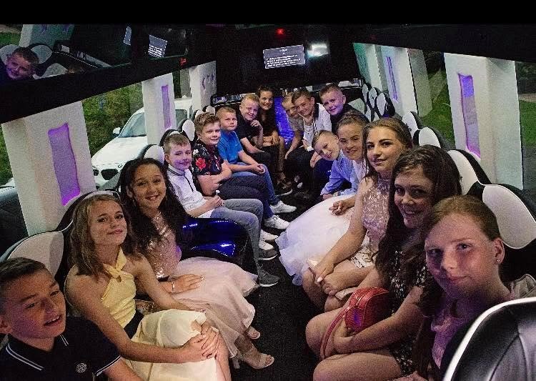 Party van with pink floor lighting and leather seats